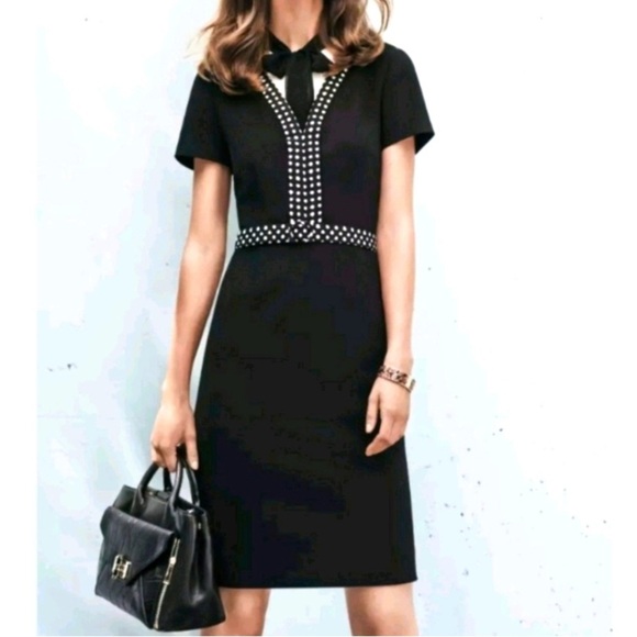 DVF DIANE VAN FURSTENBERG Maisie Black & White Sheath Belted Dress Size 6 - Picture 1 of 10